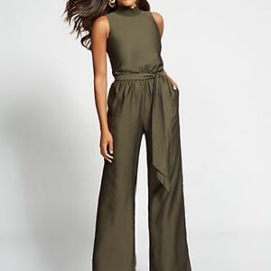Gabrielle Union Olive Mock-Neck Jumpsuit